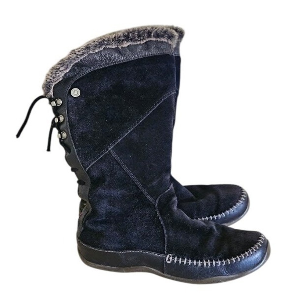 The North Face Janey Winter Boots Women Size 9 Black Primaloft 200 Suede Laces